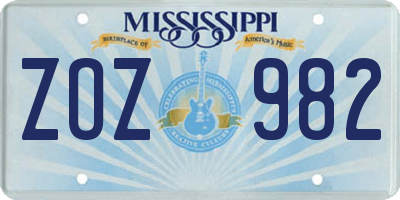 MS license plate ZOZ982