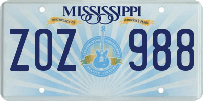 MS license plate ZOZ988