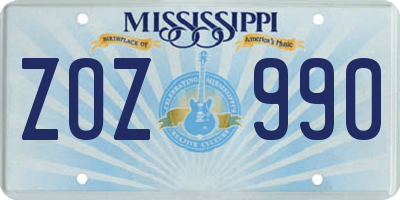 MS license plate ZOZ990