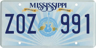 MS license plate ZOZ991