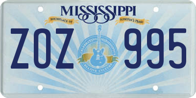 MS license plate ZOZ995