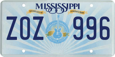 MS license plate ZOZ996
