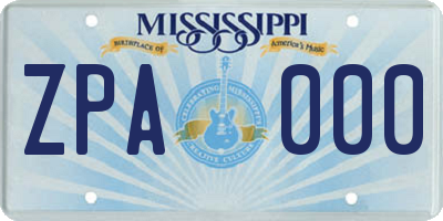 MS license plate ZPA000