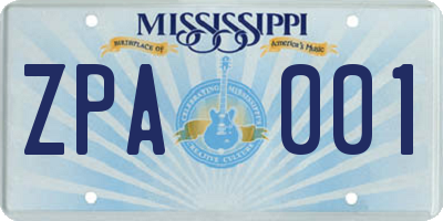 MS license plate ZPA001