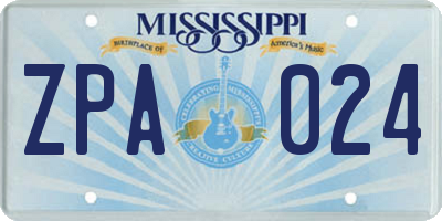 MS license plate ZPA024