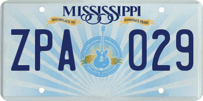 MS license plate ZPA029