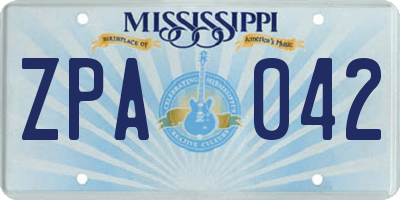 MS license plate ZPA042