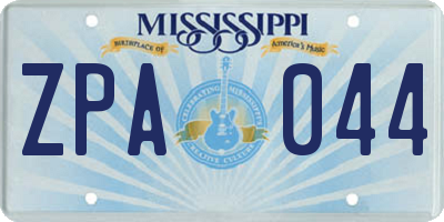 MS license plate ZPA044