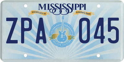 MS license plate ZPA045