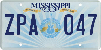 MS license plate ZPA047