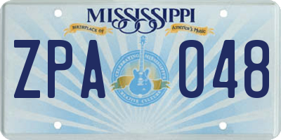 MS license plate ZPA048