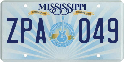 MS license plate ZPA049