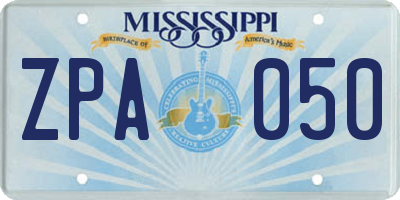 MS license plate ZPA050