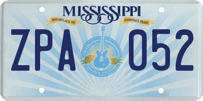 MS license plate ZPA052