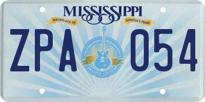 MS license plate ZPA054