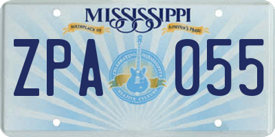 MS license plate ZPA055
