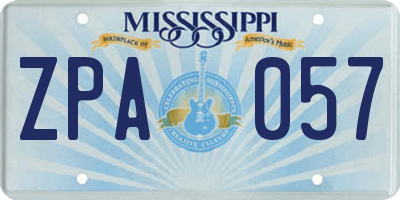 MS license plate ZPA057