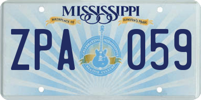 MS license plate ZPA059