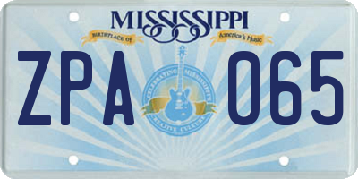 MS license plate ZPA065