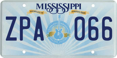 MS license plate ZPA066