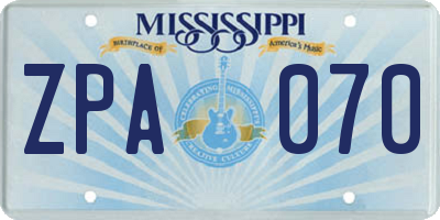 MS license plate ZPA070