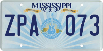 MS license plate ZPA073