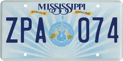 MS license plate ZPA074