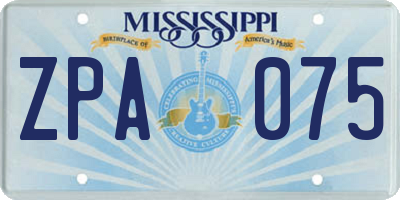MS license plate ZPA075