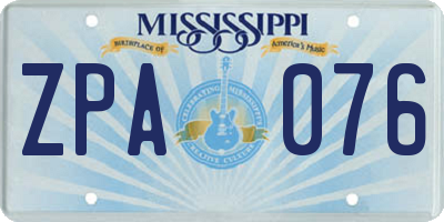 MS license plate ZPA076