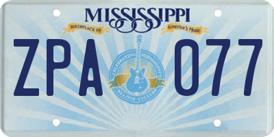 MS license plate ZPA077