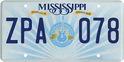 MS license plate ZPA078