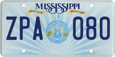 MS license plate ZPA080