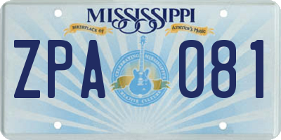 MS license plate ZPA081