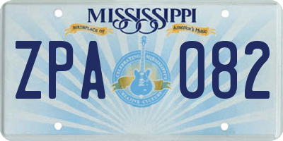 MS license plate ZPA082