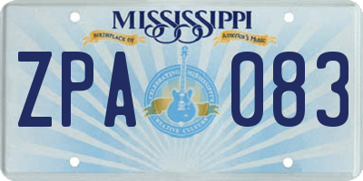MS license plate ZPA083