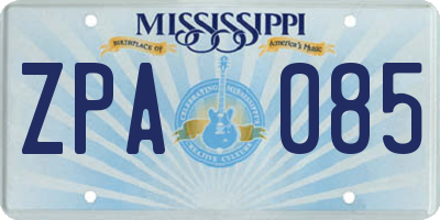 MS license plate ZPA085