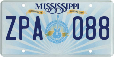 MS license plate ZPA088