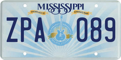 MS license plate ZPA089