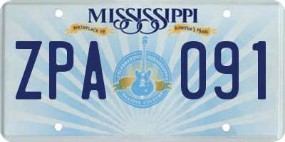 MS license plate ZPA091