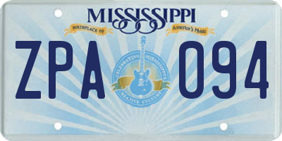 MS license plate ZPA094