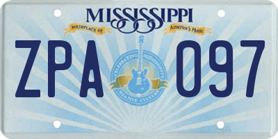 MS license plate ZPA097