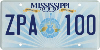 MS license plate ZPA100