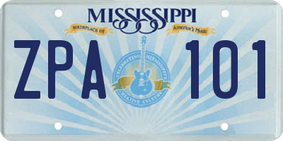 MS license plate ZPA101