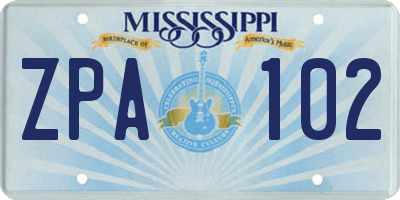 MS license plate ZPA102