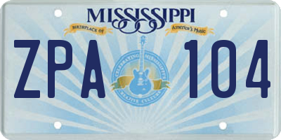 MS license plate ZPA104