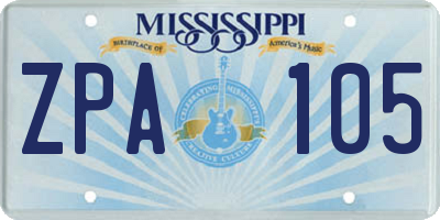 MS license plate ZPA105