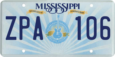 MS license plate ZPA106