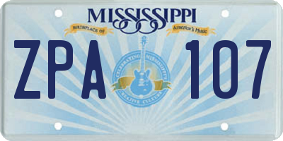 MS license plate ZPA107