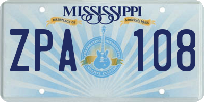 MS license plate ZPA108