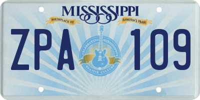 MS license plate ZPA109